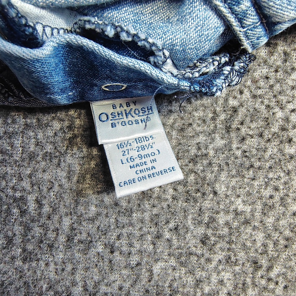 Vintage Oshkosh Bgosh Denim Embroidered Sheep Overall Dress 6-9 months - Picture 4 of 5
